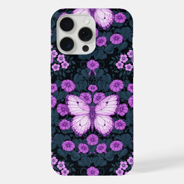 Borboletas e simetria das flores, violeta e azul (Verso)
