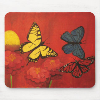 Borboletas e Zinnias Mousepad