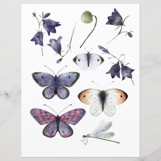 Borboletas em aquarela para recortar e colar (Frente)