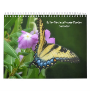 Borboletas em um Calendário de Jardim de Flores