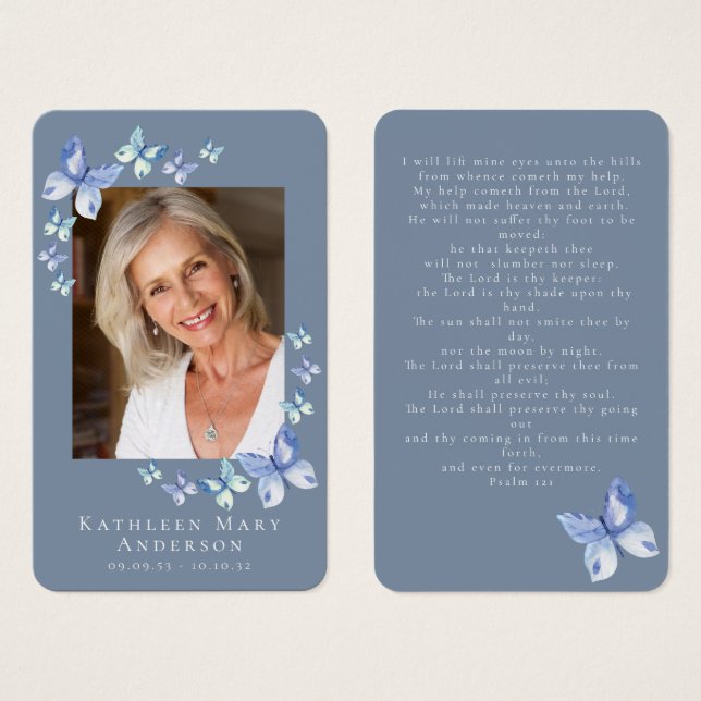 Borboletas Foto Funeral Memorial Prayer Card (Frente & Verso)