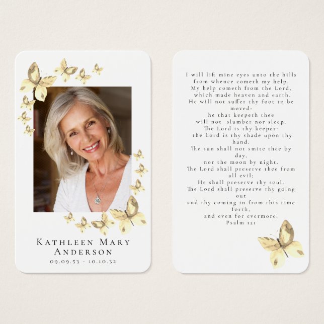 Borboletas Foto Funeral Memorial Prayer Card (Frente & Verso)