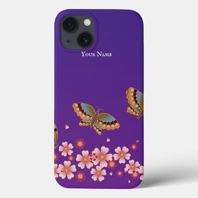 Borboletas japonesas Sakura Blossoms Personalizado (Verso)