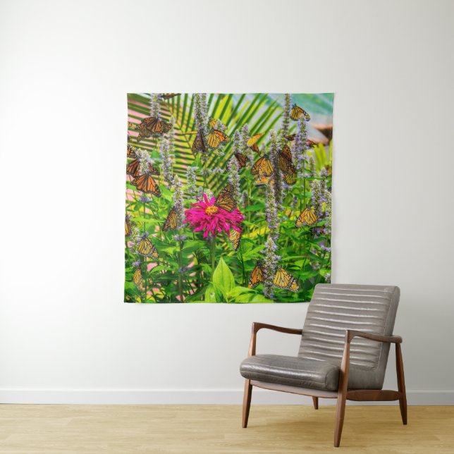 Borboletas Monarch 57 x 57 tapeçaria (In Situ)