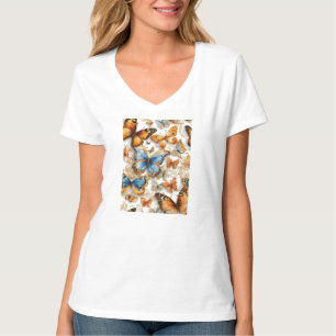 Borboletas multicolores t-shirt feminina