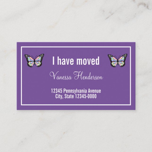 Borboletas no Anúncio de Mudança Roxa (Frente)