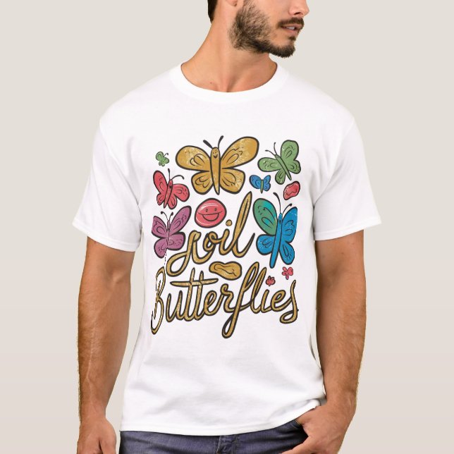 👕 🦋 Borboletas Ouro Borboletas T-Shirt 🦋 👕 (Frente)
