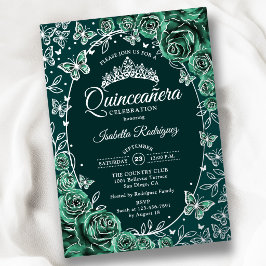 Borboletas Prateadas Rosas Verde Esmeralda Quincea