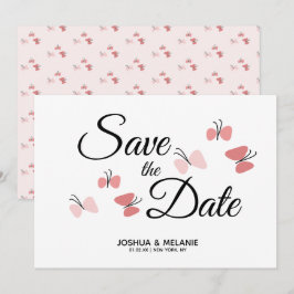 Borboletas Românticas Rosa Save the Dates 
