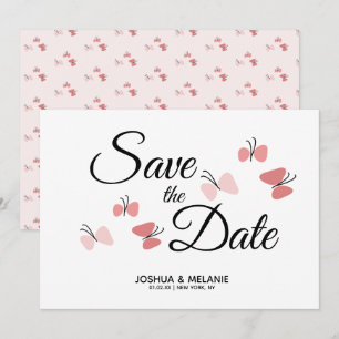 Borboletas Românticas Rosa Save the Dates 