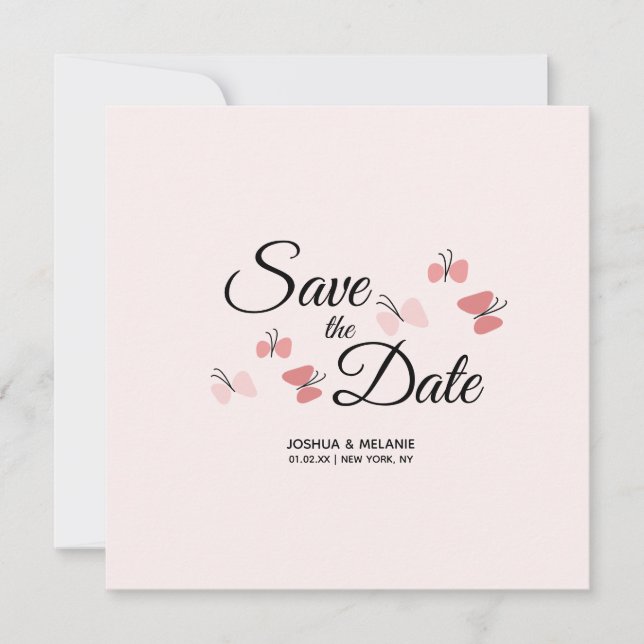 Borboletas Românticas Rosa Save the Dates (Frente)
