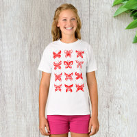Borboletas Vermelhas Girls T-Shirt