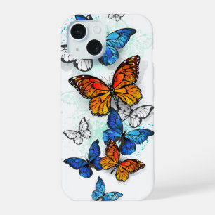 Borboletas voadoras Morpho e Monarca