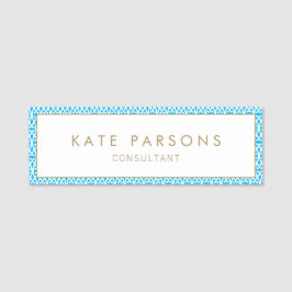 Borda Azul Bonito da Etiqueta do Funcionário