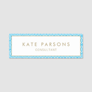 Borda Azul Bonito da Etiqueta do Funcionário
