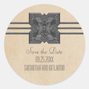 Borda Beige Medallion Salve os Adesivos de Data