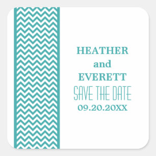 Borda Chevron Teal Salve os adesivos de Data