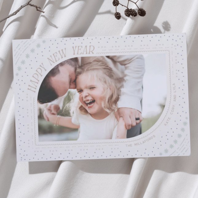 Borda Clássica do Cartão com fotos do Feliz ano no (Criador carregado)