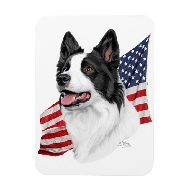 Borda Collie com íman de bandeira (Vertical)