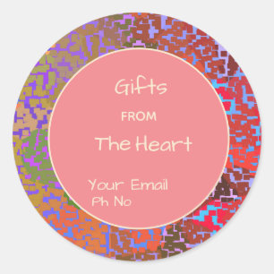 Borda colorida com o adesivo de presentes do Peach