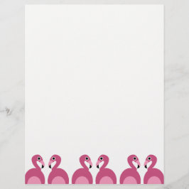 Borda cor-de-rosa Flamingos - Papel Carta