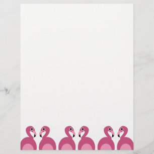Borda cor-de-rosa Flamingos - Papel Carta