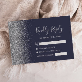 Borda de Brilho Falso Prata Azul Escuro RSVP