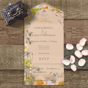 Borda de Pêssego Floral Boho Tudo em Um Convite de