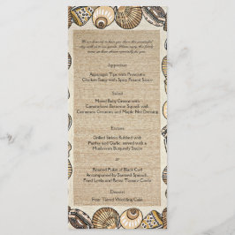 Borda de Seashell no menu Brown Wedding