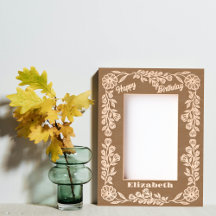 Borda Floral Elegante Botânica Aniversário e Nome