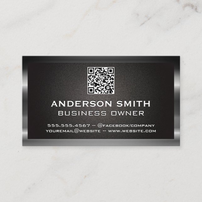 Borda Metálica | Cartão de visita de Código QR (Frente)