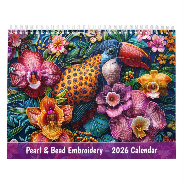 Bordado com Pérola e Miçangas – Calendário 2026 (Capa)