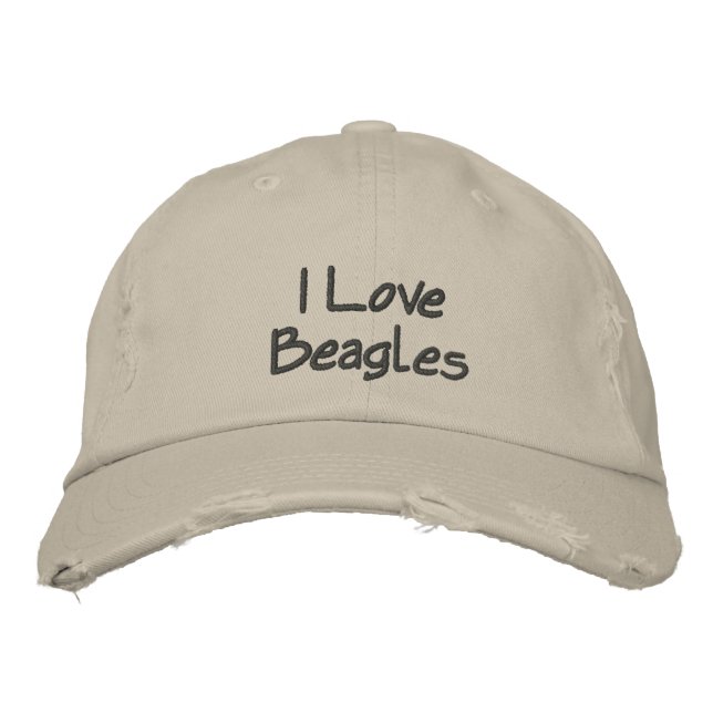 Bordado Eu Amo Beagels Bordados com Boné de Baseball (Frente)