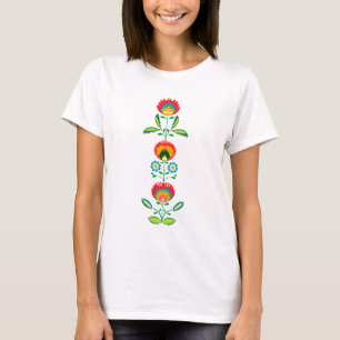 Bordado floral polonês, t-shirt