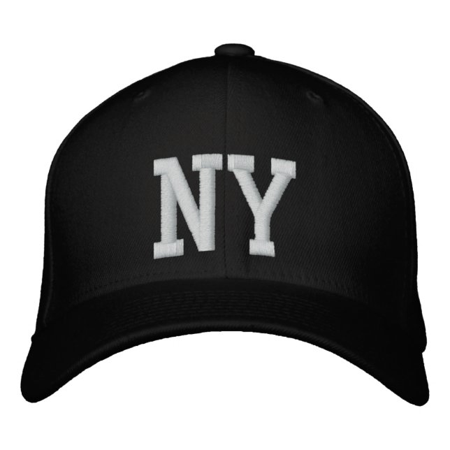Bordado NY Boné personalizado - Preto e Branco (Frente)