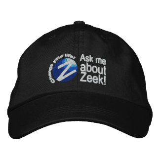 Bordado "Pergunte-me sobre Zeek!" Boné Preto