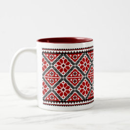 Bordado ucraniano (vyshyvanka), caneca vermelha