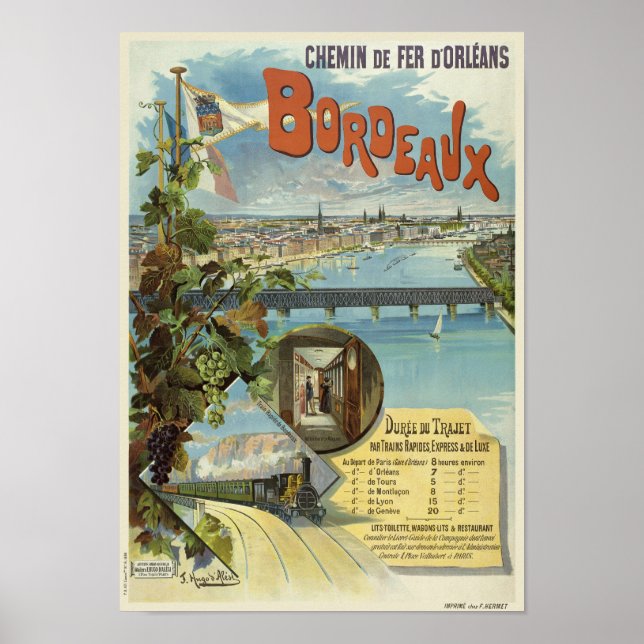 Bordeaux France Poster vintage 1896 (Frente)