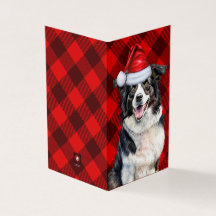 Border Collie Christmas Dog Red Buffalo Xadrez