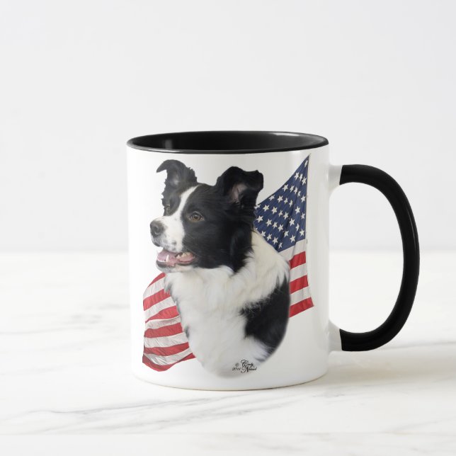 Border collie com caneca da bandeira (Direita)