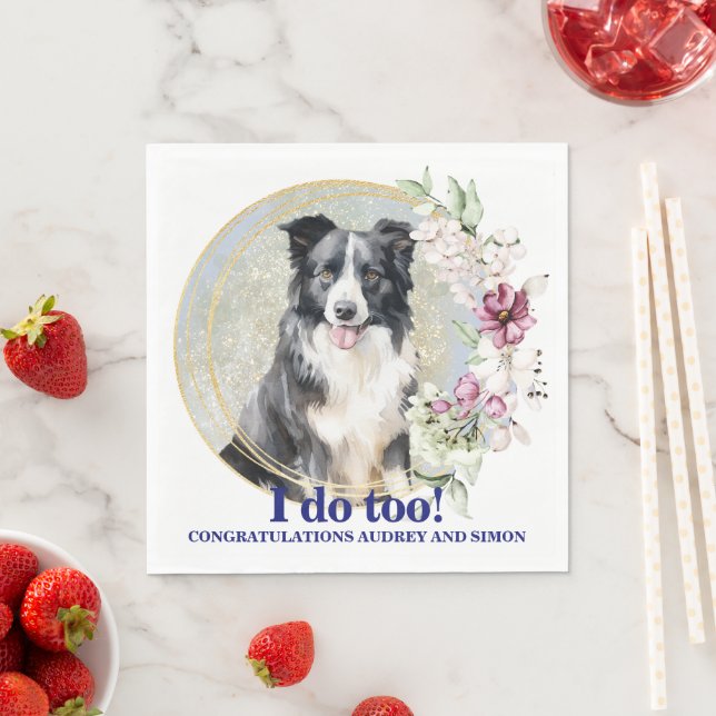 Border Collie Pet Casamento Guardanapos Com Foto d (Insitu)