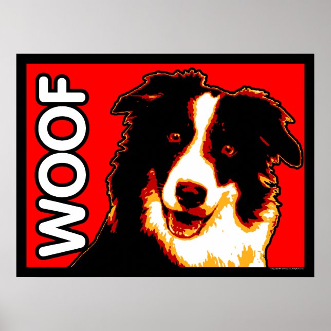 Border Collie WOOF Poster (Frente)