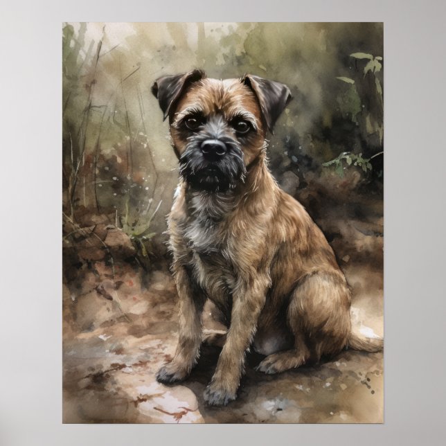 Border Terrier Dog Art Impressão Poster (Frente)