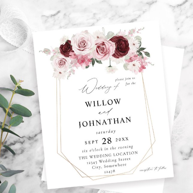 Bordo do Orçamento e Rosa 6 Ele Casamento Floral (Criador carregado)