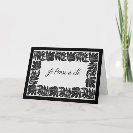 Bordure Florale Je Pense à Toi – Cartão