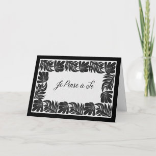 Bordure Florale Je Pense à Toi – Cartão