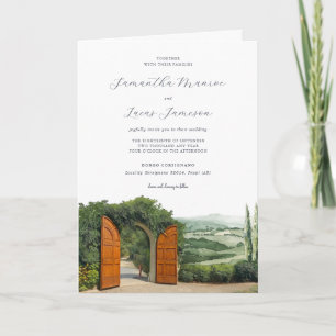 Borgo Corsignano Convite de Casamento Ilustrado
