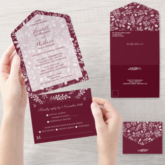 Borgonha Branca Borgonha Sem Envelopes Casamento (Criador carregado)