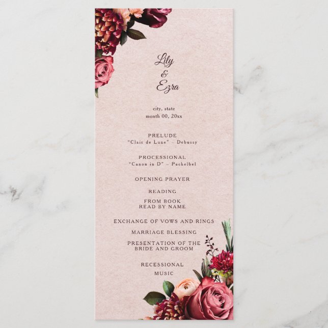 Borgonha e Bege Programa Flat (Frente)