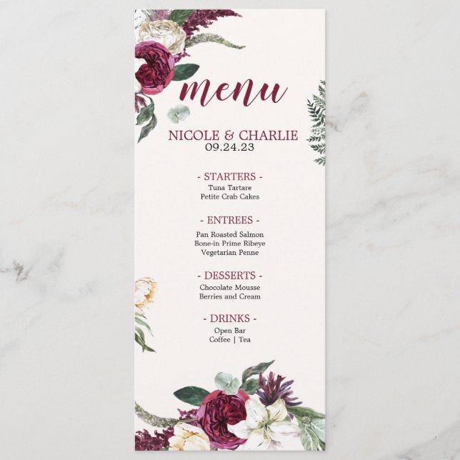 Borgonha | Janto Floral Wedding Menu (Frente)